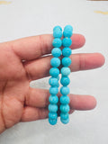 Sleeping Beauty Turquoise 8mm size , 100 % Natural Turquoise - Origin Arizona, Turquoise 1 bracelet, length 7.5 Inch, stretch bracelet.