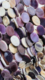Wampum Quahog Shell Oval Beads • 10x14 mm Size • 40 cm length • AAA Quality • Natural Wampum Shell • Purple Color