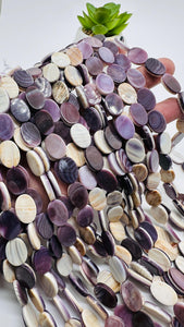 Wampum Quahog Shell Oval Beads • 10x14 mm Size • 40 cm length • AAA Quality • Natural Wampum Shell • Purple Color