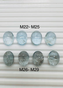 Moss Aquamarine Oval Cabochon • Code #M22- M29 • Natural Moss Aquamarine Cabs • AAA Quality • Flat Back Cabs