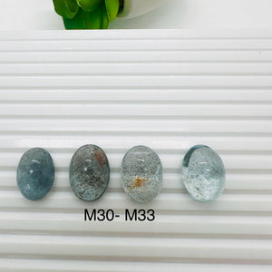 Moss Aquamarine Oval Cabochon • Code #M30- M33 • Natural Moss Aquamarine Cabs • AAA Quality • Flat Back Cabs