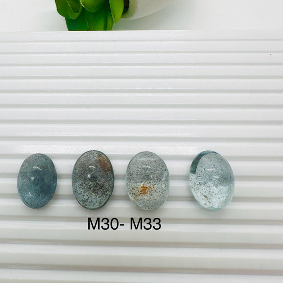 Moss Aquamarine Oval Cabochon • Code #M30- M33 • Natural Moss Aquamarine Cabs • AAA Quality • Flat Back Cabs