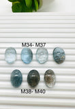 Moss Aquamarine Oval Cabochon • Code #M34- M40 • Natural Moss Aquamarine Cabs • AAA Quality • Flat Back Cabs