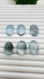 Moss Aquamarine Oval Cabochon • Code #M55- M60 • Natural Moss Aquamarine Cabs • AAA Quality • Flat Back Cabs