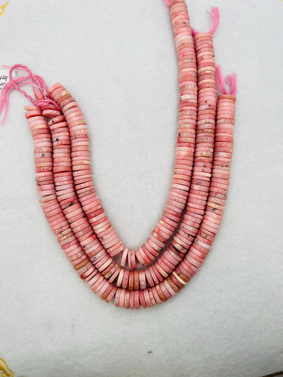 Pink Opal Heishi 14mm , Top quality beads , Length 15.5 Inch, gemstone beads Peruvian Pink Opal