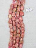 Pink Opal Nugget shape, size 14X25 mm , Top quality beads , Length 10 Inch, gemstone beads, Peruvian Pink Opal tumble beads