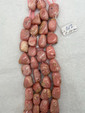 Pink Opal Nugget shape, size 14X25 mm , Top quality beads , Length 10 Inch, gemstone beads, Peruvian Pink Opal tumble beads