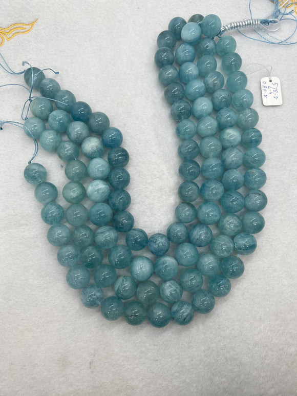 14MM Aquamarine Round Beads - AAA Quality - Length 40 cm- Natural Aquamarine from Brazil.