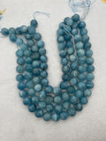 14MM Aquamarine Round Beads - AAA Quality - Length 40 cm- Natural Aquamarine from Brazil.