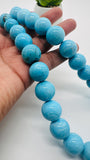 Turquoise Round Beads 16 mm size - Code #T5 - 100% Natural Turquoise - Length 40 cm - Sleeping beauty Turquoise - AAA Quality