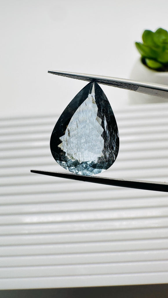 Moss Aquamarine Pear Faceted • 20x14.5 mm Size • Code #C6 • Weight 12.5 Cts • Natural Moss Aquamarine Cut Stone • AAA Quality
