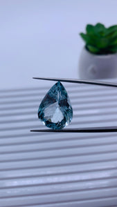 Moss Aquamarine Pear Faceted • 19.5X14 mm Size • Code #C8 • Weight 13 Cts • Natural Moss Aquamarine Cut Stone • AAA Quality