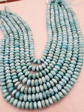 Larimar 9 mm Roundel Beads, Length 15.5 Inch Larimar Good Quality beads - Larimar Roundel Beads, AAA quality