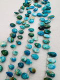 Blue Opalina Pear Beads - 8X13 mm approx -- Natural Opalina Beads - Origin Peru - Blue Opalina Briolettes - AAA Quality