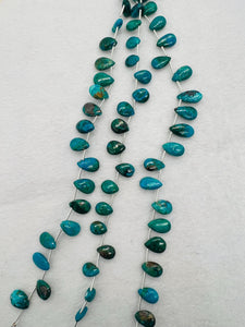 Chrysocolla pear shape, size 8X12 MM approx • Length 10 inch • AAA Quality • Natural Chrysocolla Beads from Peru, Crysocolla briollette