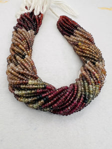 Tunduru Sapphire 3.5 M Faceted Roundel , machine faceted , length of strand 13.5" , gemstone beads , origin is Tunduru region in Tanzania