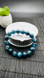 Blue Kyanite Bracelet - 12 mm Size - Code #K13 - AAAA Quality - Length 7.5 Inch- Natural Kyanite Round Bracelet