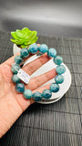 Green Kyanite Bracelet - 15-16 mm Size - Code #K20 - AAAA Quality - Length 7.5 Inch- Natural Kyanite Round Bracelet