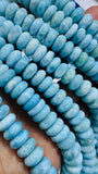 Larimar Roundel Beads- 7-8/ 9/11/12 mm sizes- AAAA Quality- Length 40 cm - Natural Larimar Rondelle Beads