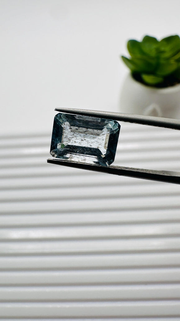 Moss Aquamarine Faceted Rectangle • 10x7 mm Size • Code #B29 • Weight 3 Cts • Natural Moss Aquamarine Emerald Cut • AAA Quality