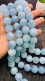 Aquamarine Round Beads - 17 mm Size - AAA Quality - Length 40 cm- Code #N1 - Natural Aquamarine Beads