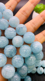Aquamarine Round Beads - 17 mm Size - AAA Quality - Length 40 cm- Code #N1 - Natural Aquamarine Beads