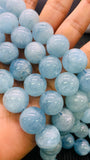Aquamarine Round Beads - 17 mm Size - AAA Quality - Length 40 cm- Code #N1 - Natural Aquamarine Beads