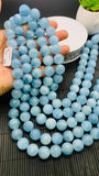 Aquamarine Round Beads - 14 mm Size - AAA Quality - Length 40 cm- Code #N1 - Natural Aquamarine Beads