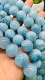 Aquamarine Round Beads - 14 mm Size - AAA Quality - Length 40 cm- Code #N1 - Natural Aquamarine Beads