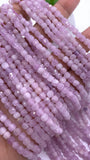 Natural Violet Purple Pink Kunzite Faceted 4mm Cube Beads - Length 40 cm - AAA Quality