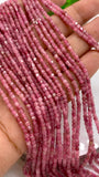 Natural Pink Tourmaline Faceted 2 mm Cube Beads - Length 40 cm - AAA Quality- Tourmaline Square dice Beads
