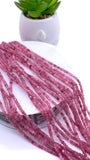 Natural Pink Tourmaline Faceted 2 mm Cube Beads - Length 40 cm - AAA Quality- Tourmaline Square dice Beads