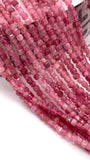 Natural Pink Tourmaline Faceted 2 mm Cube Beads - Length 40 cm - AAA Quality- Tourmaline Square dice Beads