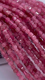Natural Pink Tourmaline Faceted 2 mm Cube Beads - Length 40 cm - AAA Quality- Tourmaline Square dice Beads