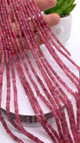 Pink Tourmaline Faceted 3 mm Cube Beads - Length 40 cm - AAA Quality- Natural Tourmaline Square dice Beads
