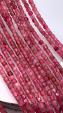 Pink Tourmaline Faceted 3 mm Cube Beads - Length 40 cm - AAA Quality- Natural Tourmaline Square dice Beads