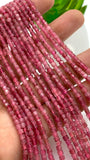 Pink Tourmaline Faceted 3 mm Cube Beads - Length 40 cm - AAA Quality- Natural Tourmaline Square dice Beads