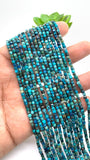 Chrysocolla Shattuckite Faceted 2 mm 3 mm Cube Beads - Length 40 cm - AAA Quality- Natural Chrysocolla Square Dice Beads- Origin Arizona