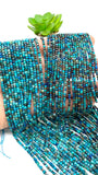 Chrysocolla Shattuckite Faceted 2 mm 3 mm Cube Beads - Length 40 cm - AAA Quality- Natural Chrysocolla Square Dice Beads- Origin Arizona