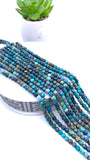 Chrysocolla Shattuckite Faceted 4 mm Cube Beads - Length 40 cm - AAA Quality- Natural Chrysocolla Square Dice Beads- Origin Arizona
