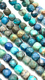 Chrysocolla Shattuckite Faceted 4 mm Cube Beads - Length 40 cm - AAA Quality- Natural Chrysocolla Square Dice Beads- Origin Arizona