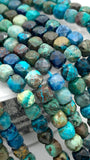 Chrysocolla Shattuckite Faceted 4 mm Cube Beads - Length 40 cm - AAA Quality- Natural Chrysocolla Square Dice Beads- Origin Arizona