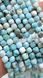Larimar Faceted Cube Beads 4 mm - Length 40 cm - AAA Quality - Natural Larimar Dice Beads