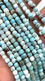 Larimar Faceted Cube Beads 4 mm - Length 40 cm - AAA Quality - Natural Larimar Dice Beads