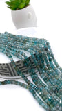 Apatite Faceted 4 mm Cube Beads - Length 40 cm - AA Quality- Natural Apatite Dice Square Beads