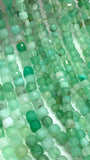 Chrysoprase Faceted 3 mm 4 mm Cube Beads - Length 40 cm - AA Quality- Natural Chrysoprase Dice Square Beads