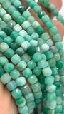 Emerald Faceted 4 mm Cube Beads - Length 40 cm - AAA Quality- Natural Emerald Dice Square Beads