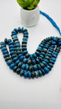 Blue Opalina Roundel Beads • 10 to 16 mm Size • 16 Inch Length • Natural Blue Opalina beads • Origin Peru •. AAAA Quality