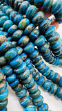 Blue Opalina Roundel Beads • 10 to 16 mm Size • 16 Inch Length • Natural Blue Opalina beads • Origin Peru •. AAAA Quality