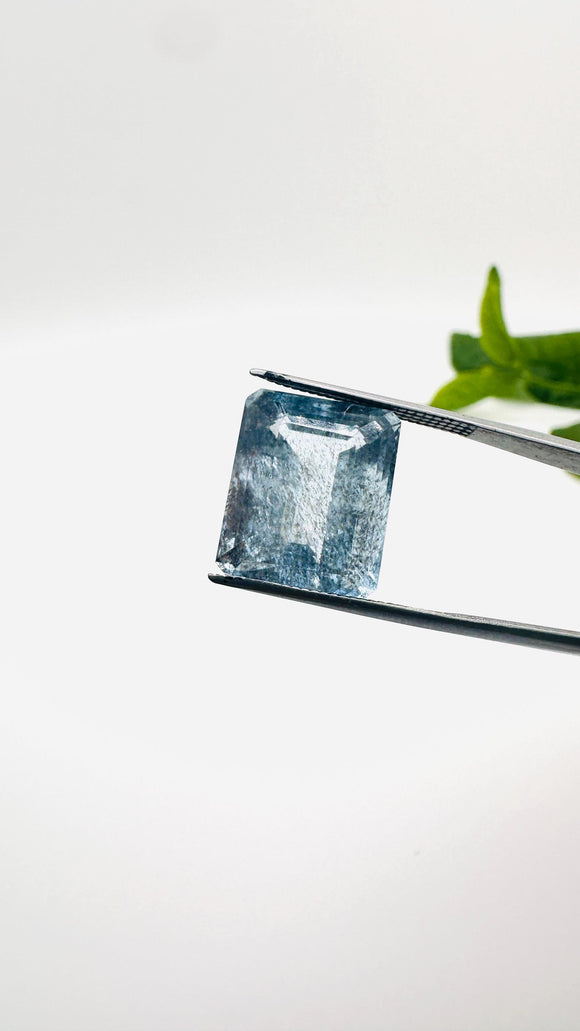 Moss Aquamarine Faceted Rectangle • 16x13 mm Size • Code #A4 • Weight 17 Cts • Natural Moss Aquamarine Emerald Cut • AAA Quality